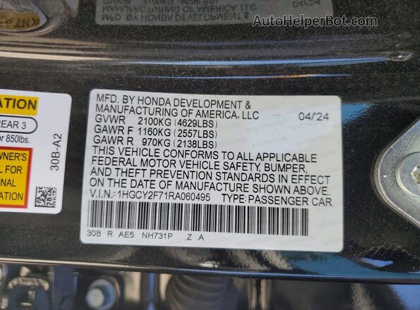 1HGCY2F71RA060495 2024 HONDA ACCORD Black Вид підкапотного простору