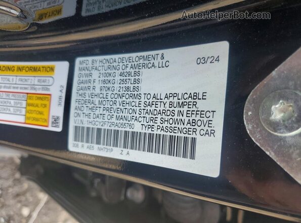 1HGCY2F72RA055760 2024 HONDA ACCORD Черный Вид подкапотного пространства