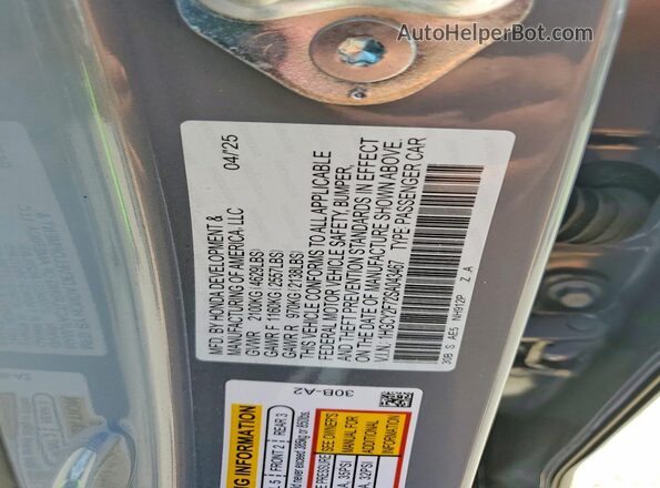 1HGCY2F72SA043467 2025 HONDA ACCORD Gray Widok komory silnika