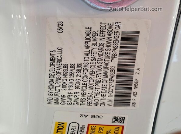 1HGCY2F73PA032873 2023 HONDA ACCORD White Vista del compartimento del motor