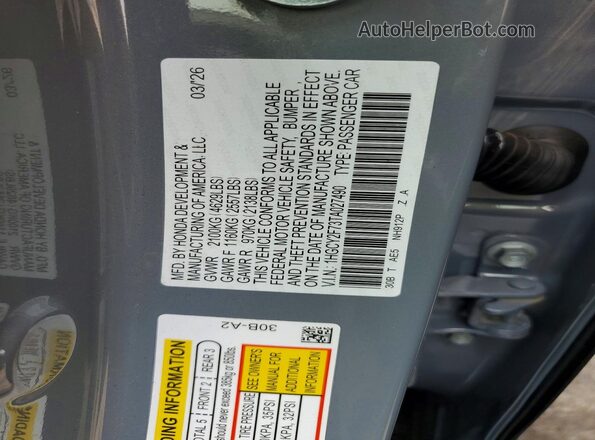 1HGCY2F73TA027490 2026 HONDA ACCORD Silver Շարժիչի բաժամունքի տեսք