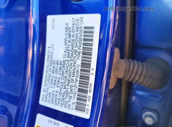 1HGCY2F74PA058110 2023 HONDA ACCORD Blue ძრავის განყოფილების ხედი