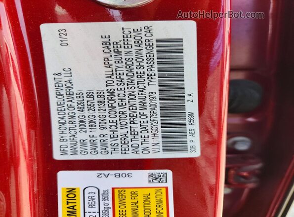 1HGCY2F75PA001978 2023 HONDA ACCORD Бордовый Вид подкапотного пространства