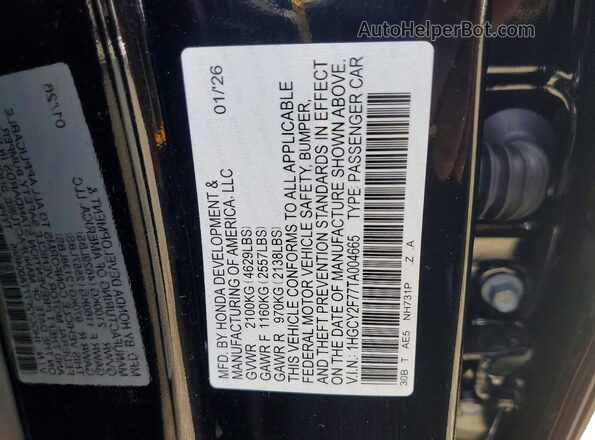 1HGCY2F77TA004665 2026 HONDA ACCORD Black Շարժիչի բաժամունքի տեսք