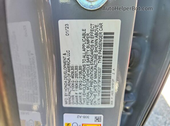 1HGCY2F79PA003037 2023 HONDA ACCORD Gray Widok naklejki z numerem VIN