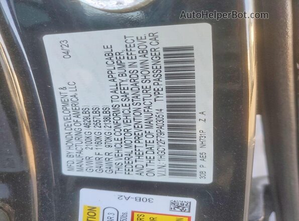 1HGCY2F79PA030514 2023 HONDA ACCORD Black Dashboard view