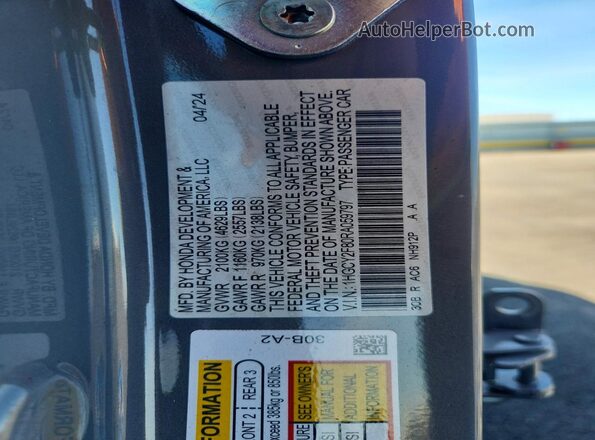 1HGCY2F80RA059797 2024 HONDA ACCORD Gray ძრავის განყოფილების ხედი