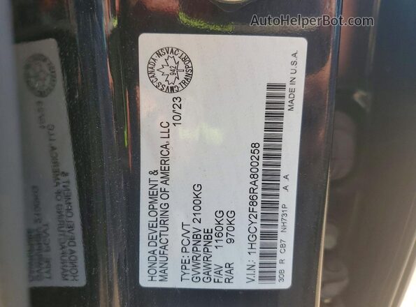 1HGCY2F86RA800258 2024 HONDA ACCORD Black VIN կոդի պիտակի տեսք