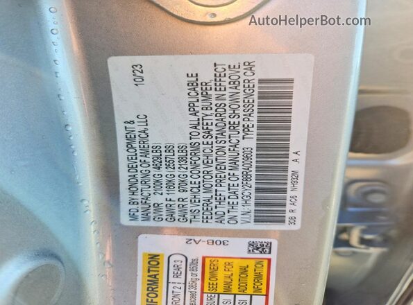 1HGCY2F88RA009603 2024 HONDA ACCORD Silver Շարժիչի բաժամունքի տեսք