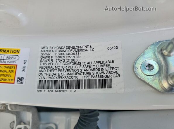1HGCY2F8XPA035763 2023 HONDA ACCORD White Widok komory silnika