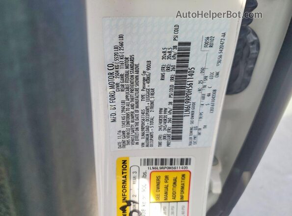 1LN6L9RP0H5611405 2017 LINCOLN CONTINENTA White VIN კოდის სტიკერის ხედი