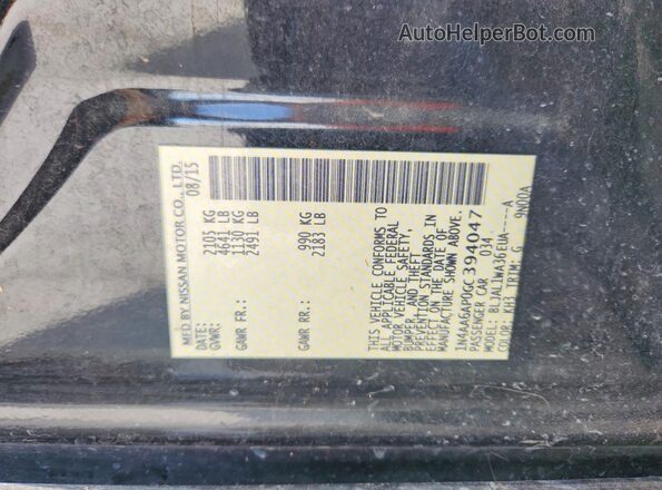 1N4AA6AP0GC394047 2016 NISSAN MAXIMA Black Vista de la etiqueta del VIN