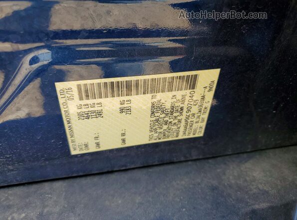 1N4AA6AP0GC907040 2016 NISSAN MAXIMA Blue Vista del compartimento del motor