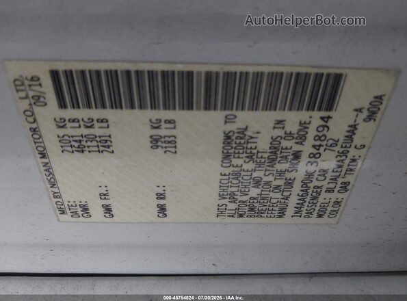 1N4AA6AP0HC384894 2017 NISSAN MAXIMA White Շարժիչի բաժամունքի տեսք
