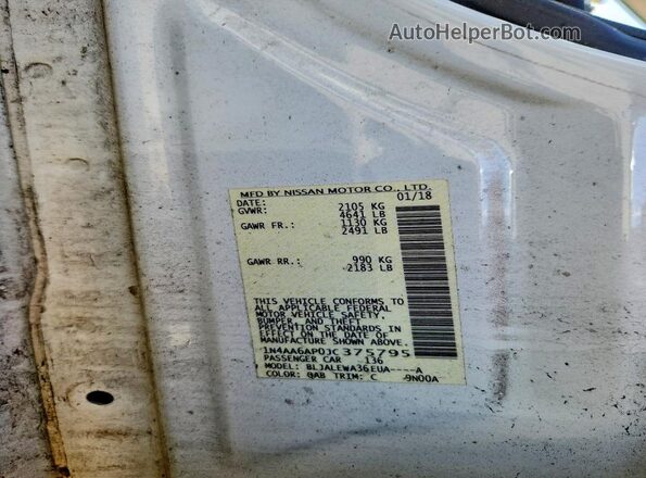 1N4AA6AP0JC375795 2018 NISSAN MAXIMA Белый Вид подкапотного пространства