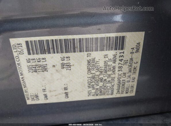 1N4AA6AP0JC387431 2018 NISSAN MAXIMA Silver Շարժիչի բաժամունքի տեսք