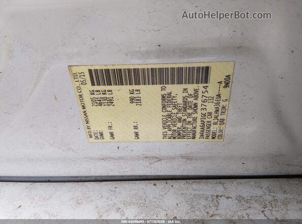 1N4AA6AP1GC376754 2016 NISSAN MAXIMA Белый Вид подкапотного пространства