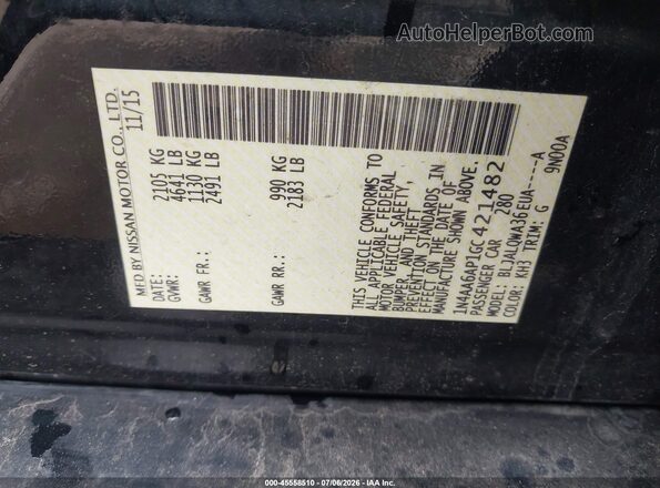 1N4AA6AP1GC421482 2016 NISSAN MAXIMA Silver Widok komory silnika