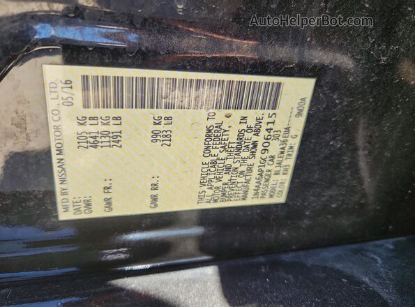 1N4AA6AP1GC906415 2016 NISSAN MAXIMA Черный Вид подкапотного пространства