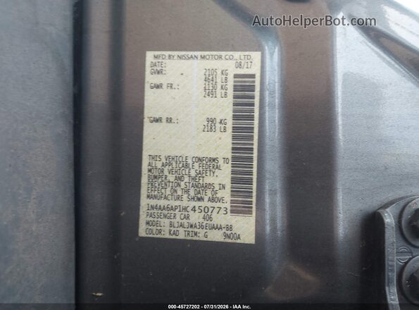1N4AA6AP1HC450773 2017 NISSAN MAXIMA Gray Engine compartment view