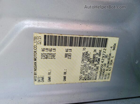 1N4AA6AP2GC429722 2016 NISSAN MAXIMA Silver Engine compartment view