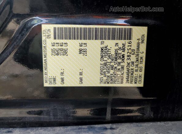 1N4AA6AP2HC382516 2017 NISSAN MAXIMA Черный Вид наклейки с VIN-кодом