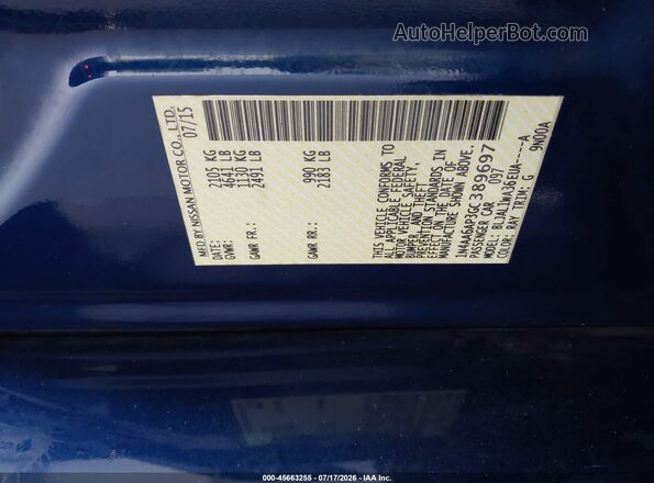 1N4AA6AP3GC389697 2016 NISSAN MAXIMA Blue Շարժիչի բաժամունքի տեսք