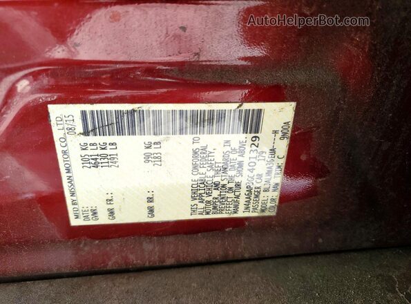 1N4AA6AP3GC401329 2016 NISSAN MAXIMA Red Engine compartment view