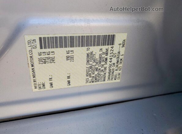 1N4AA6AP3GC441524 2016 NISSAN MAXIMA Silver Շարժիչի բաժամունքի տեսք
