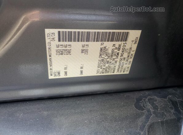 1N4AA6AP3GC904035 2016 NISSAN MAXIMA Gray Widok komory silnika