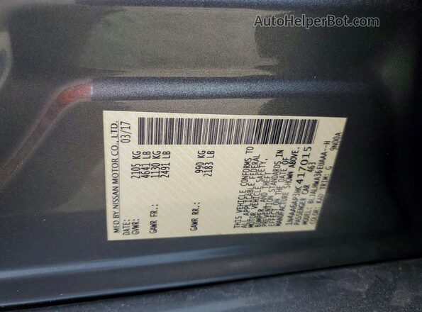 1N4AA6AP3HC417015 2017 NISSAN MAXIMA Gray Widok komory silnika