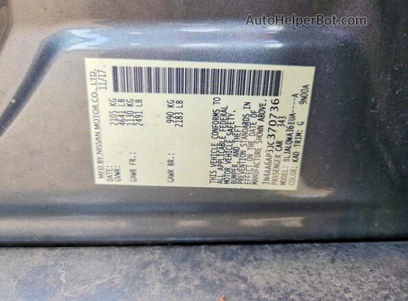 1N4AA6AP3JC370736 2018 NISSAN MAXIMA Charcoal Widok naklejki z numerem VIN
