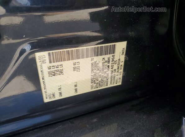 1N4AA6AP4GC401968 2016 NISSAN MAXIMA Black Vista de la etiqueta del VIN
