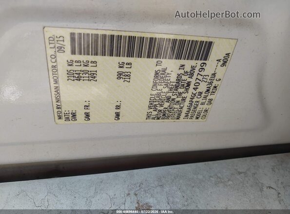 1N4AA6AP4GC407799 2016 NISSAN MAXIMA White ძრავის განყოფილების ხედი