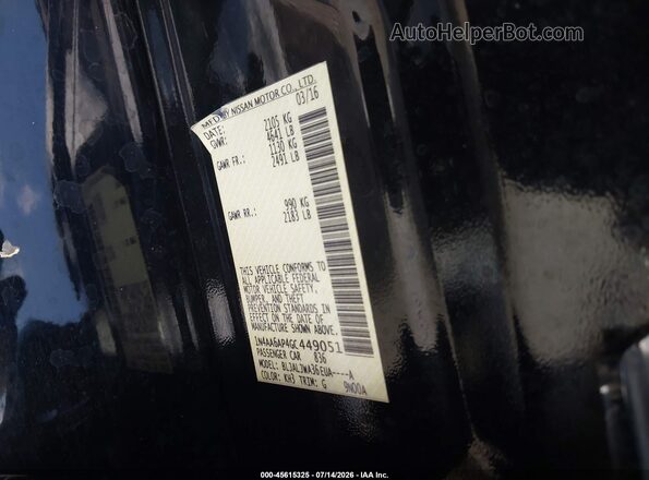 1N4AA6AP4GC449051 2016 NISSAN MAXIMA Черный Вид подкапотного пространства
