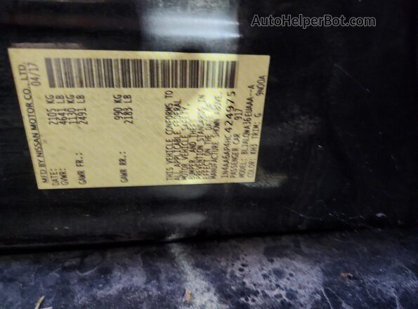 1N4AA6AP4HC424975 2017 NISSAN MAXIMA Black Vista del compartimento del motor