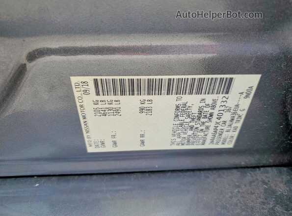 1N4AA6AP4JC401332 2018 NISSAN MAXIMA Gray Widok komory silnika