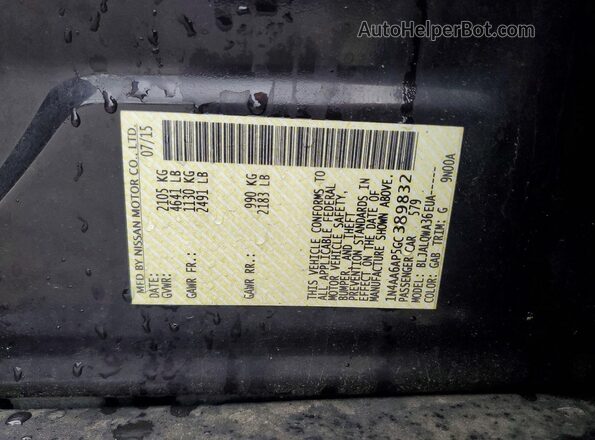 1N4AA6AP5GC389832 2016 NISSAN MAXIMA Black VIN sticker view