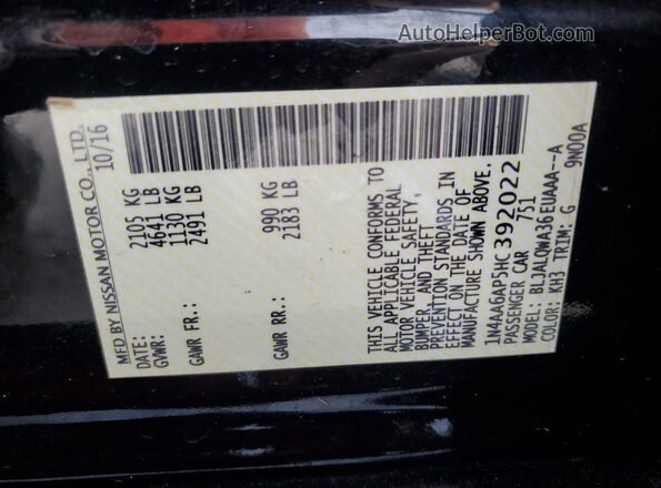 1N4AA6AP5HC392022 2017 NISSAN MAXIMA Black VIN sticker view