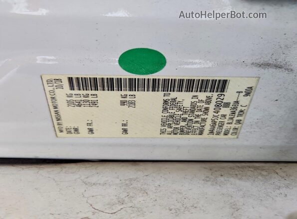 1N4AA6AP5JC408029 2018 NISSAN MAXIMA White Engine compartment view