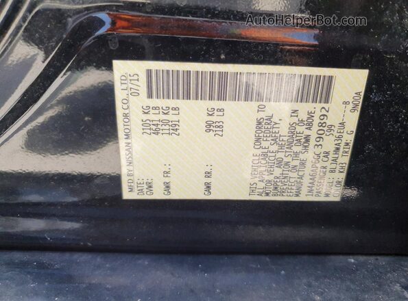 1N4AA6AP6GC390892 2016 NISSAN MAXIMA Black Engine compartment view