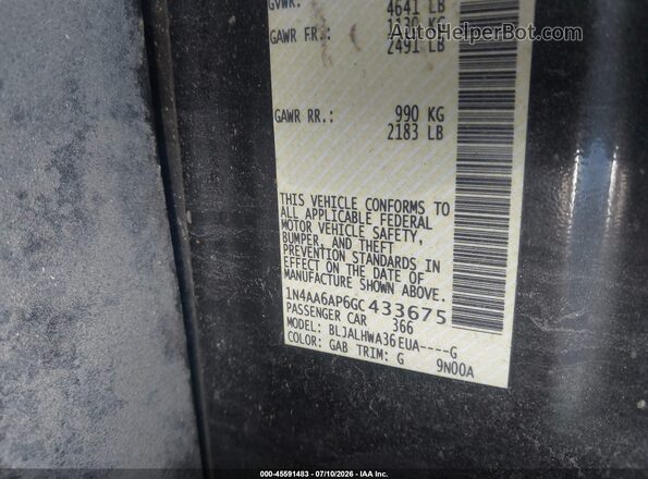 1N4AA6AP6GC433675 2016 NISSAN MAXIMA Black Engine compartment view