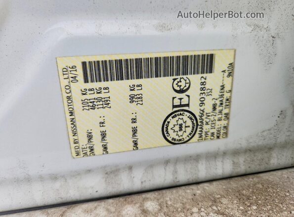 1N4AA6AP6GC903882 2016 NISSAN MAXIMA White Vista del compartimento del motor