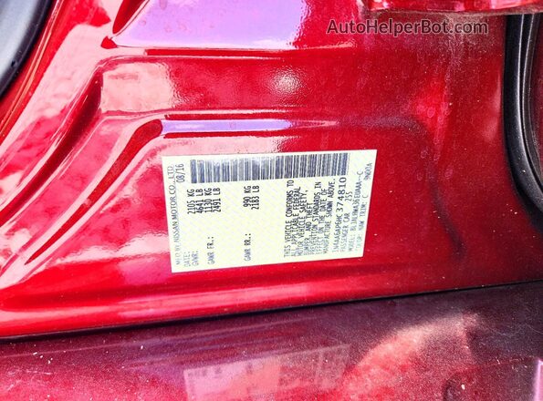 1N4AA6AP6HC374810 2017 NISSAN MAXIMA Red Вид наклейки з VIN-кодом