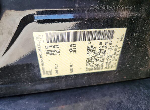 1N4AA6AP7GC415797 2016 NISSAN MAXIMA Black VIN კოდის სტიკერის ხედი