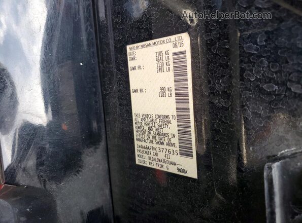 1N4AA6AP7HC377635 2017 NISSAN MAXIMA Black Engine compartment view