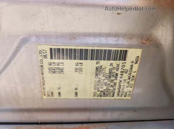 1N4AA6AP7HC448705 2017 NISSAN MAXIMA Silver Widok komory silnika