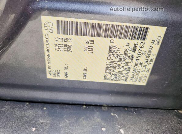 1N4AA6AP7HC450762 2017 NISSAN MAXIMA Gray Widok komory silnika