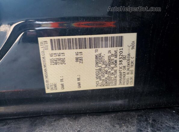 1N4AA6AP7JC383201 2018 NISSAN MAXIMA Black Engine compartment view