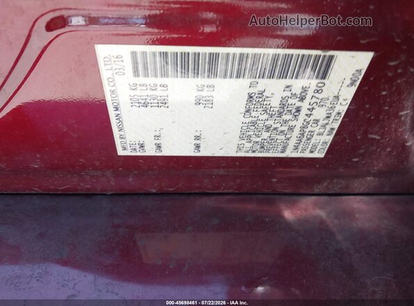 1N4AA6AP8GC445780 2016 NISSAN MAXIMA Red Vista del compartimento del motor
